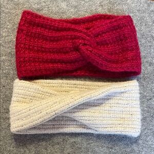 Elegant Knit Headband Duo - Burgundy and Cream